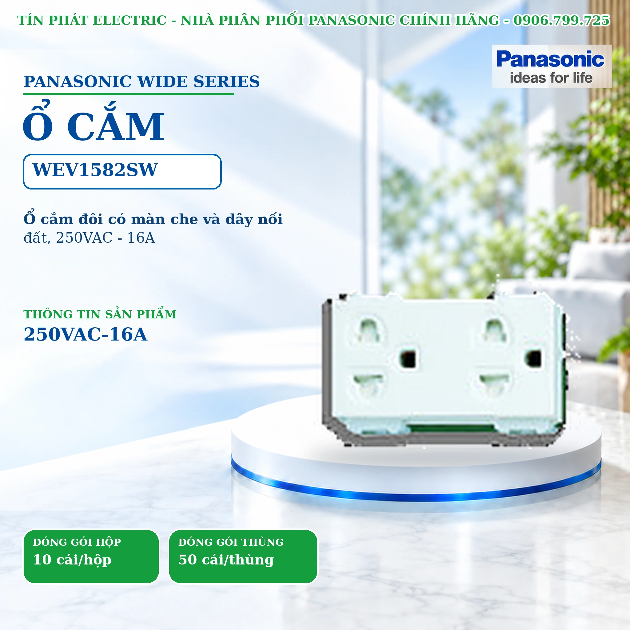 Công tắc ổ cắm Wide Series Panasonic WEV1582SW