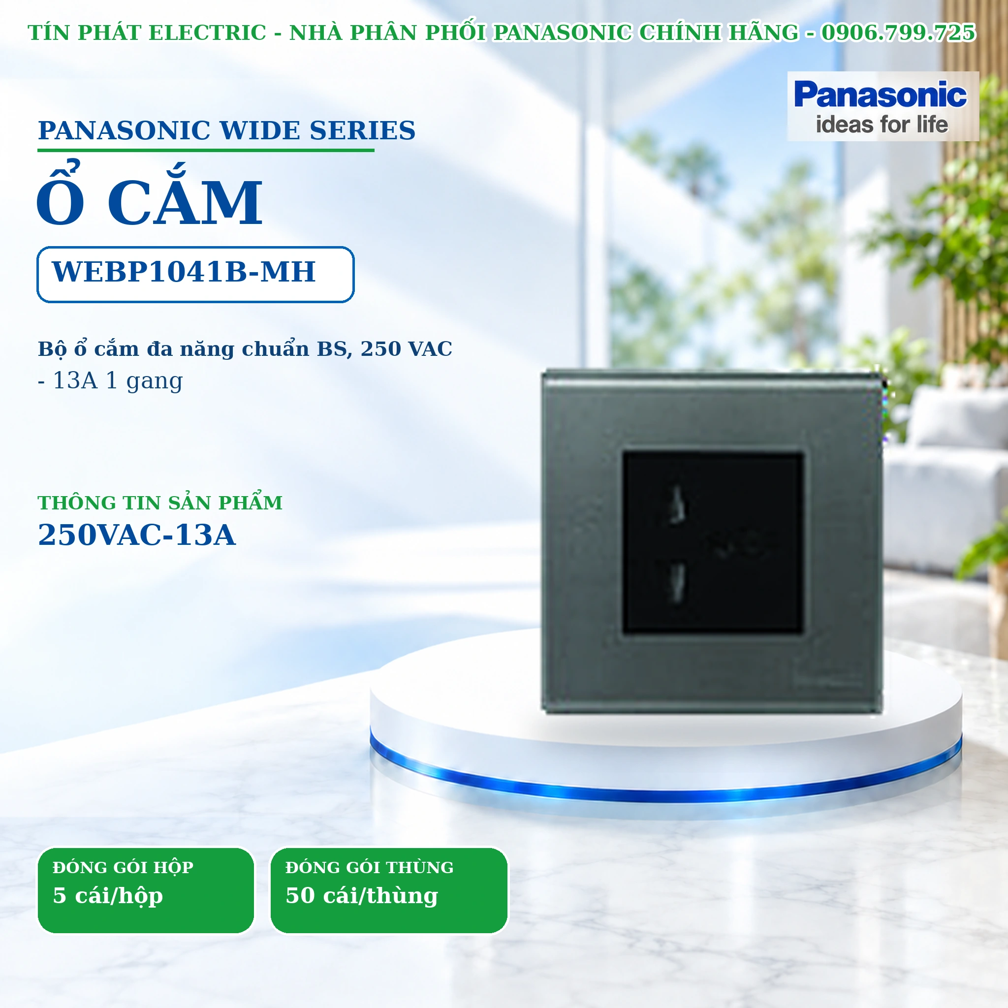 Công tắc ổ cắm Wide Series Panasonic WEBP1041B-MH