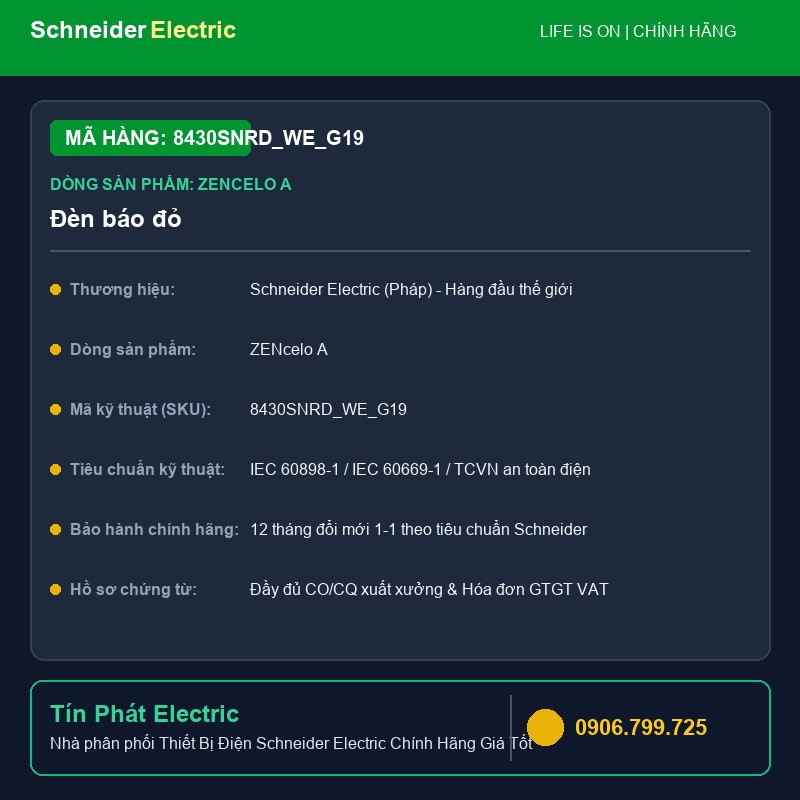 8430SNRD_WE_G19 - Thiết Bị Điện Schneider 8430SNRD_WE_G19 - Đèn báo đỏ