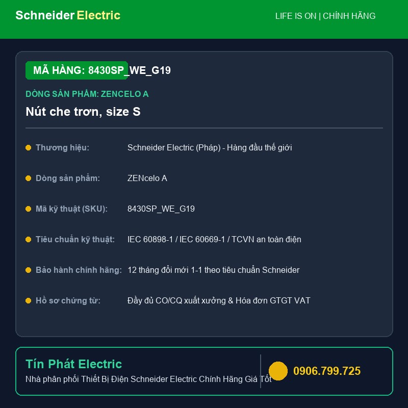 8430SP_WE_G19 - Thiết Bị Điện Schneider 8430SP_WE_G19 - Nút che trơn, size S