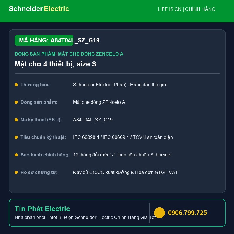 A84T04L_SZ_G19 - Thiết Bị Điện Schneider A84T04L_SZ_G19 - Mặt cho 4 thiết bị, size S