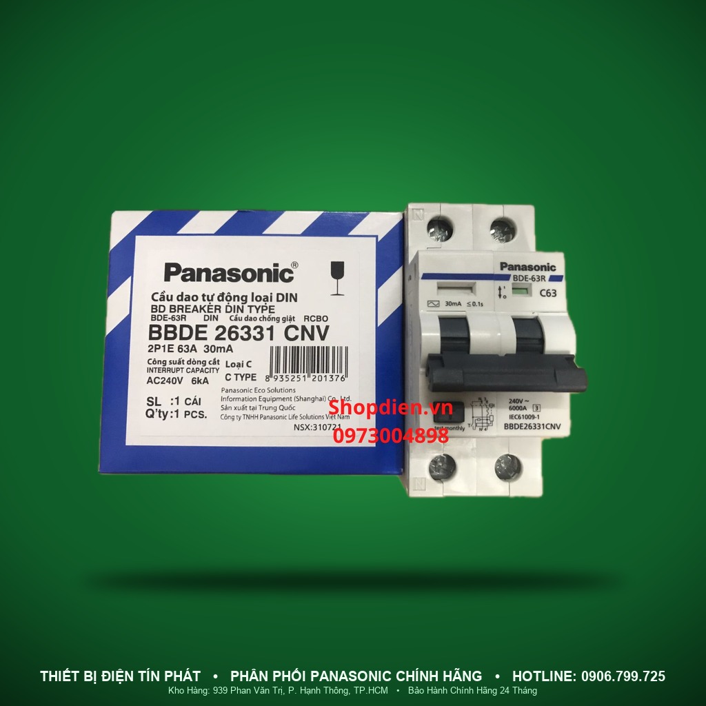 BBD263CNV - BBD263CNV – MCB 2P, 63A, 6kA – Panasonic