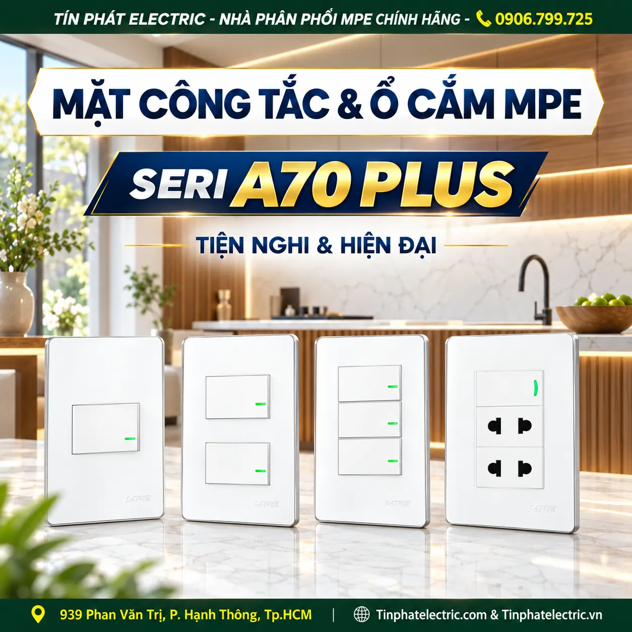 Bảng Giá Công Tắc Ổ Cắm MPE Series A70 Plus