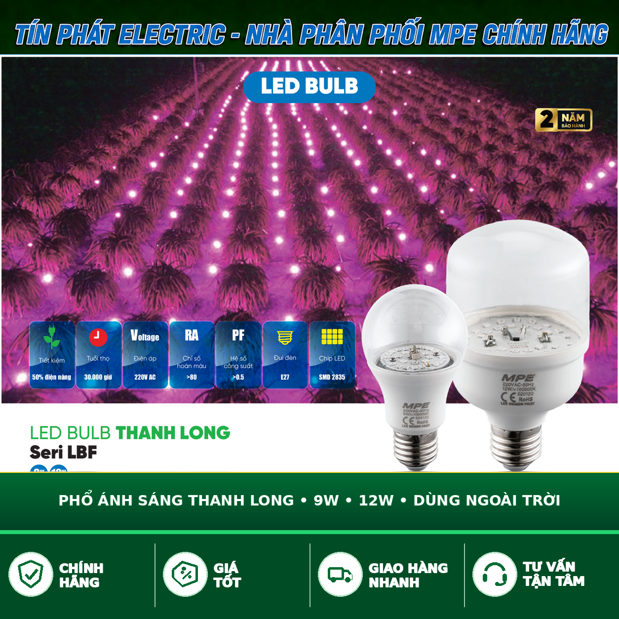 Bảng Giá LED Bulb MPE Series LBF 9W – 12W
