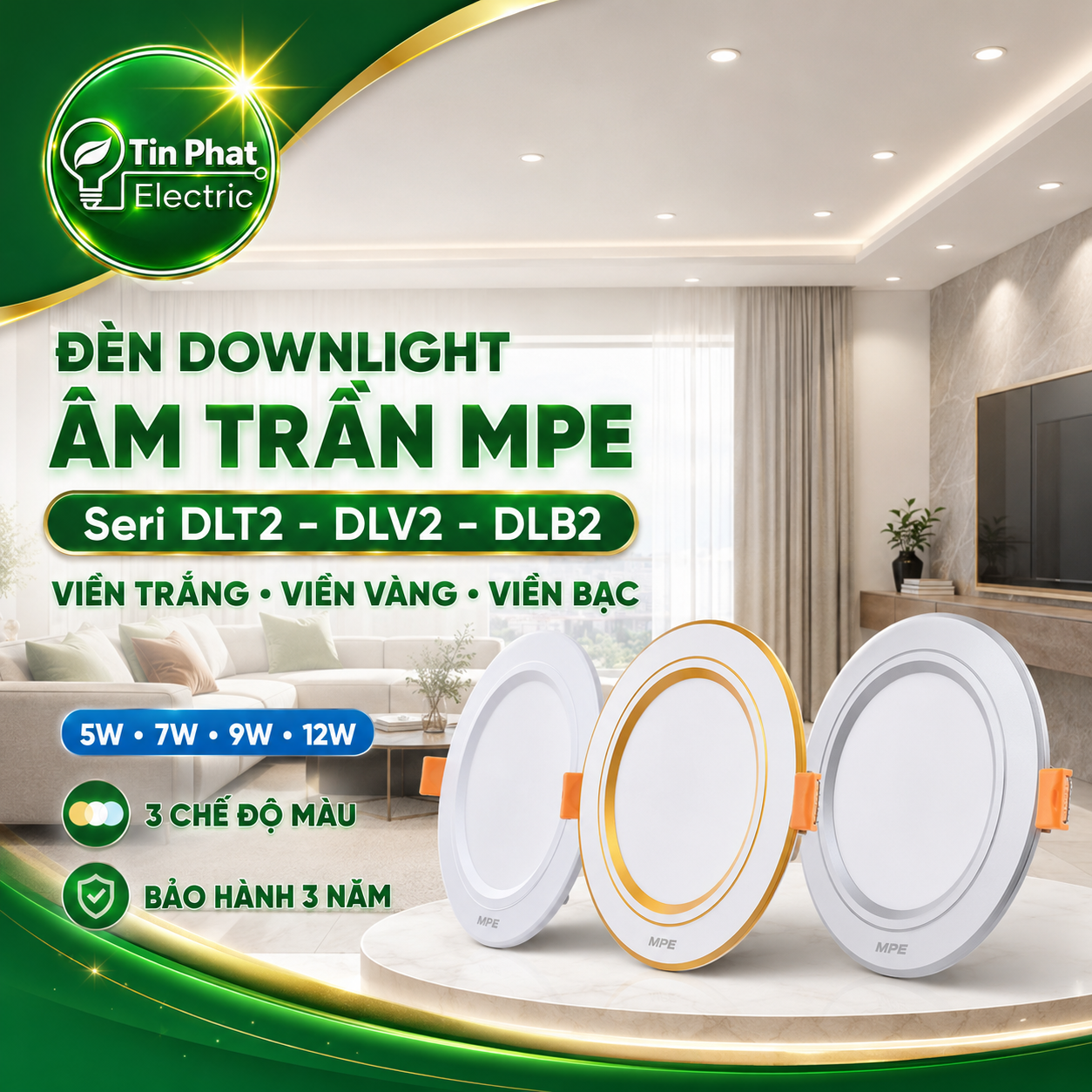 Bảng Giá LED Downlight Âm Trần MPE Series DLB2 5W – 12W