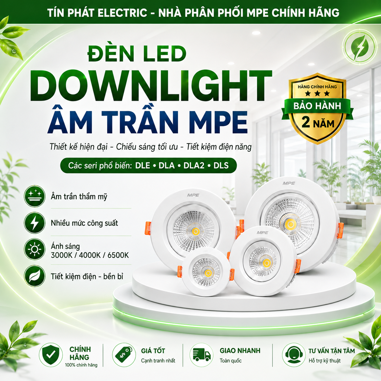 Bảng Giá LED Downlight Âm Trần MPE Series DLE 6W – 18W