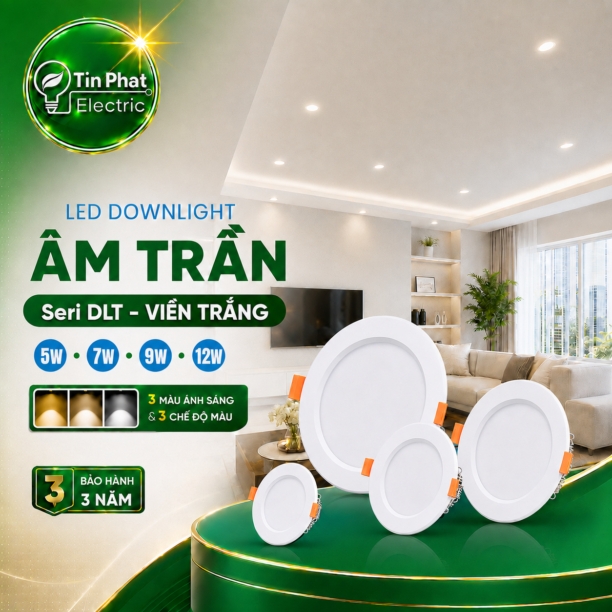 Bảng Giá LED Downlight Âm Trần MPE Series DLT 5W – 12W