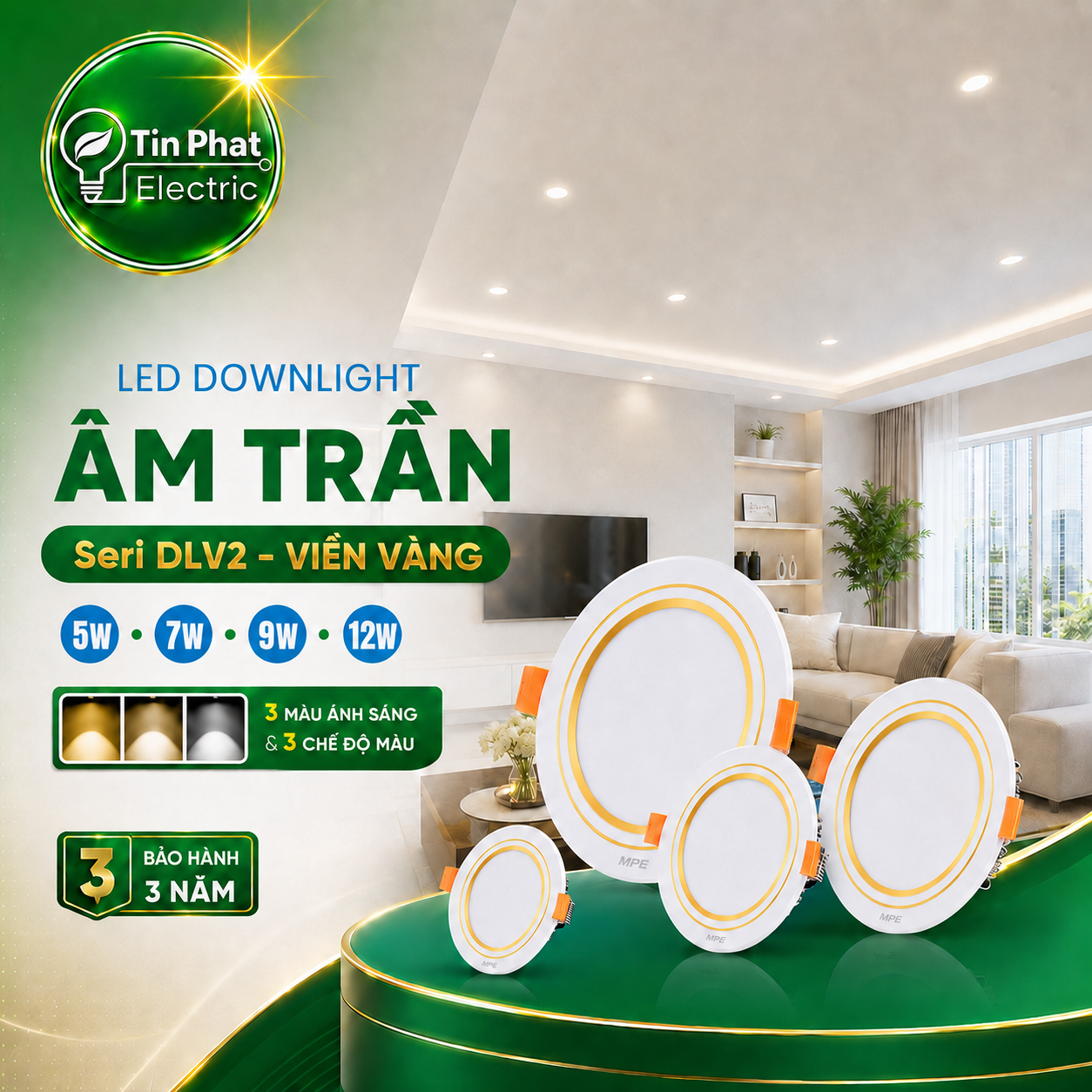 Bảng Giá LED Downlight Âm Trần MPE Series DLV2 5W – 12W