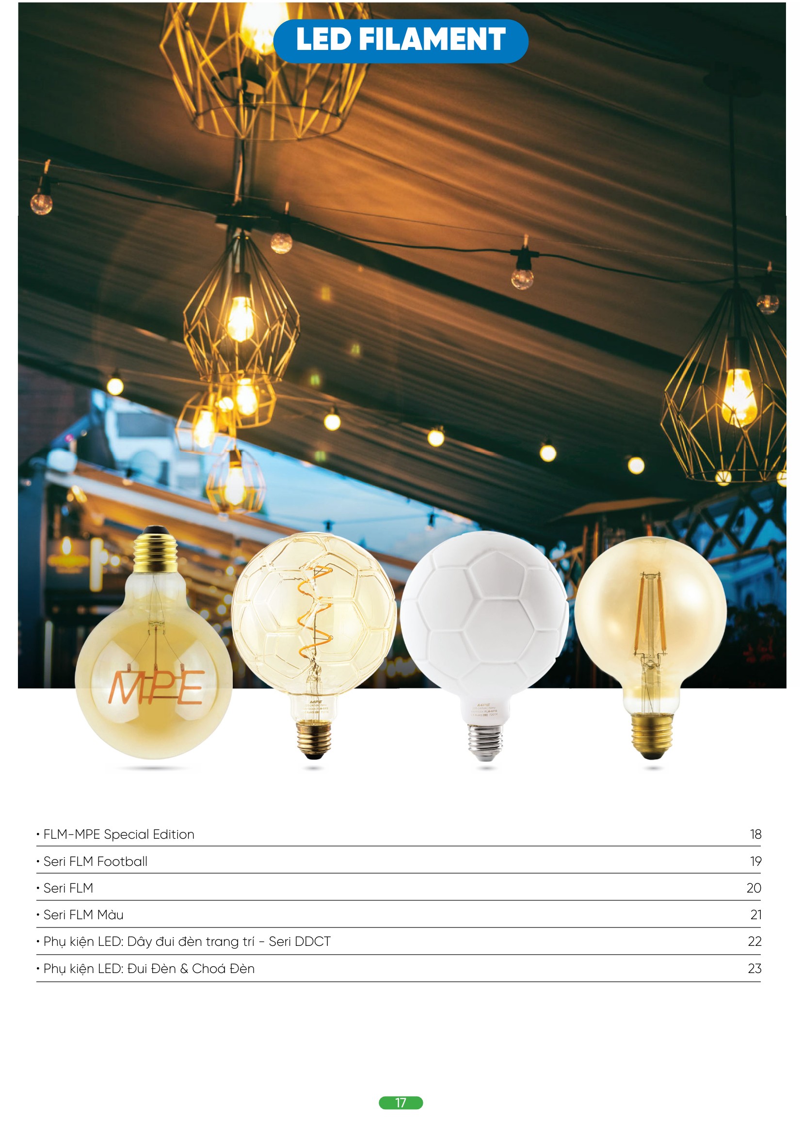 Bảng Giá LED Filament / Phụ Kiện MPE Series FLM 2.5W – 6W