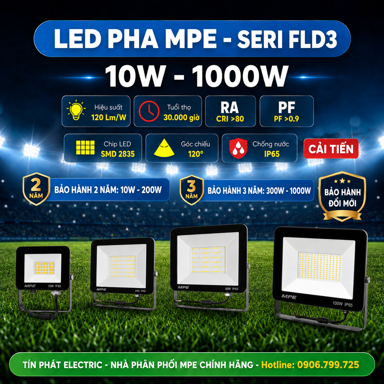 Bảng Giá LED Pha MPE Series FLD3 10W – 1000W
