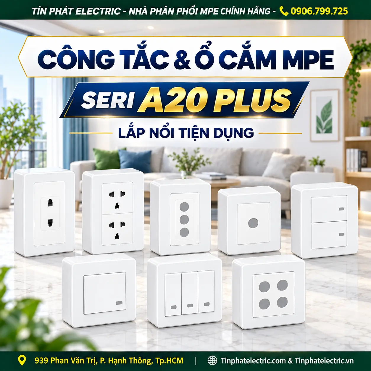 Bảng Giá Mặt Công Tắc Ổ Cắm MPE Series A20 Plus