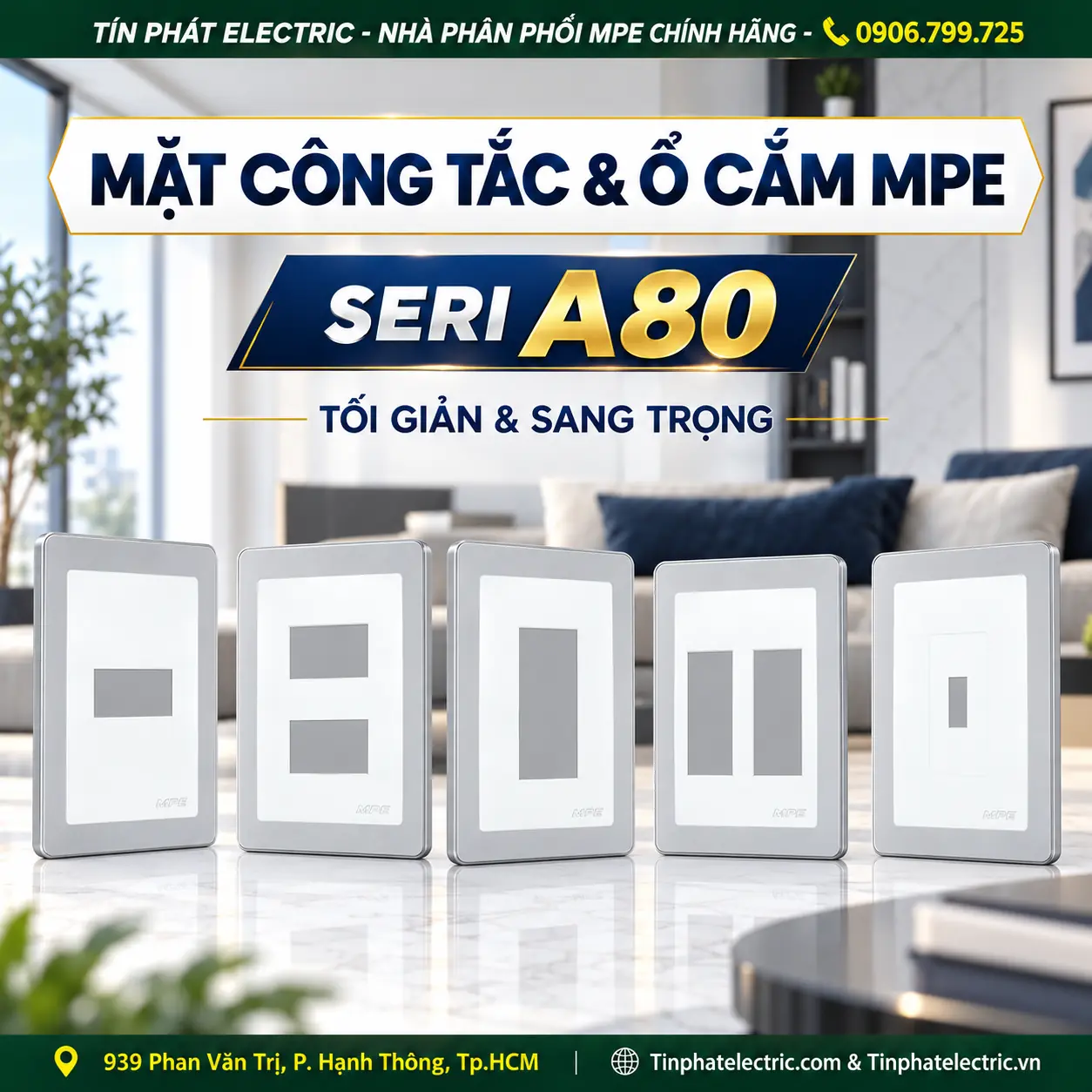 Bảng Giá Mặt Công Tắc Ổ Cắm MPE Series A80, A90