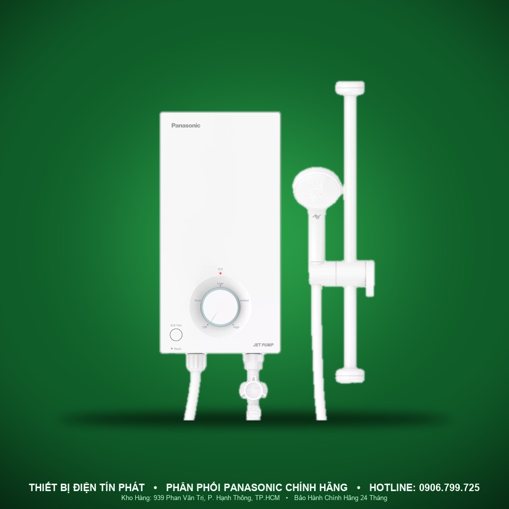 DH-3VP1VW - DH-3VP1VW – Máy nước nóng trực tiếp V Series có bơm trợ lực, 3,5kW, màu trắng, Nút vặn điều chỉnh nhiệt độ – Panasonic