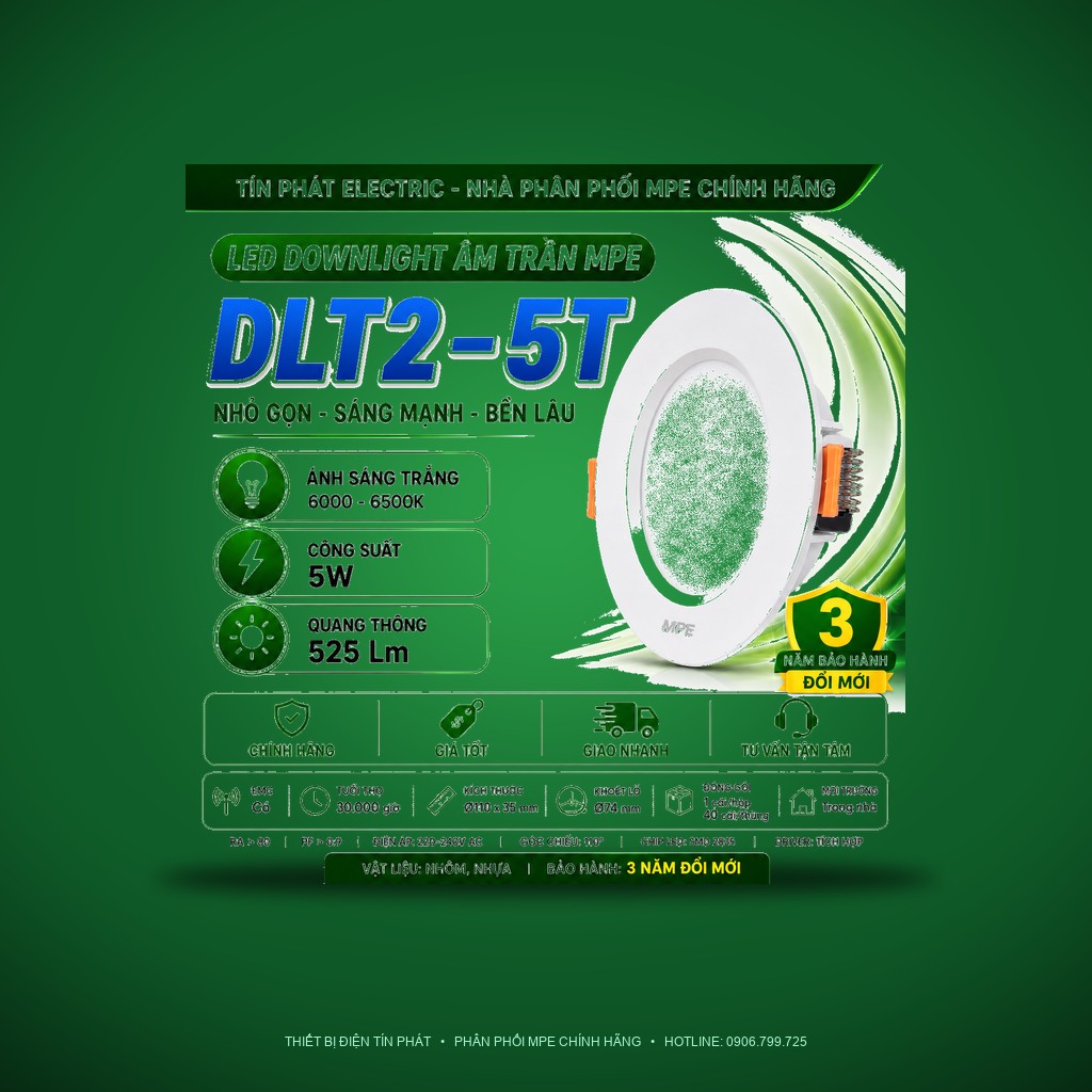 DLT2-5T ( ĐÈN LED DOWNLIGHT 5W: VIỀN TRẮNG )