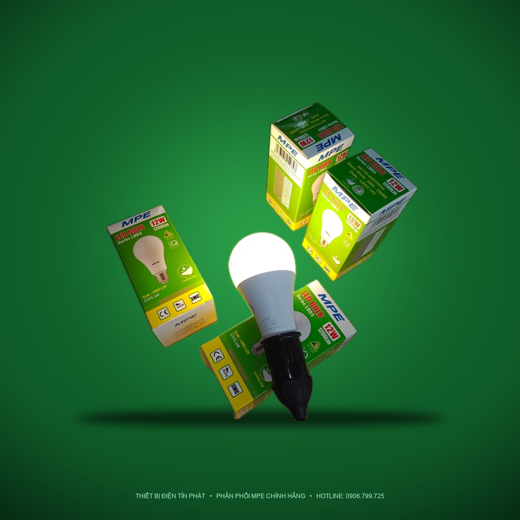 Đèn LED Bulb chống ẩm MPE 12W ánh sáng vàng LBD3-12V