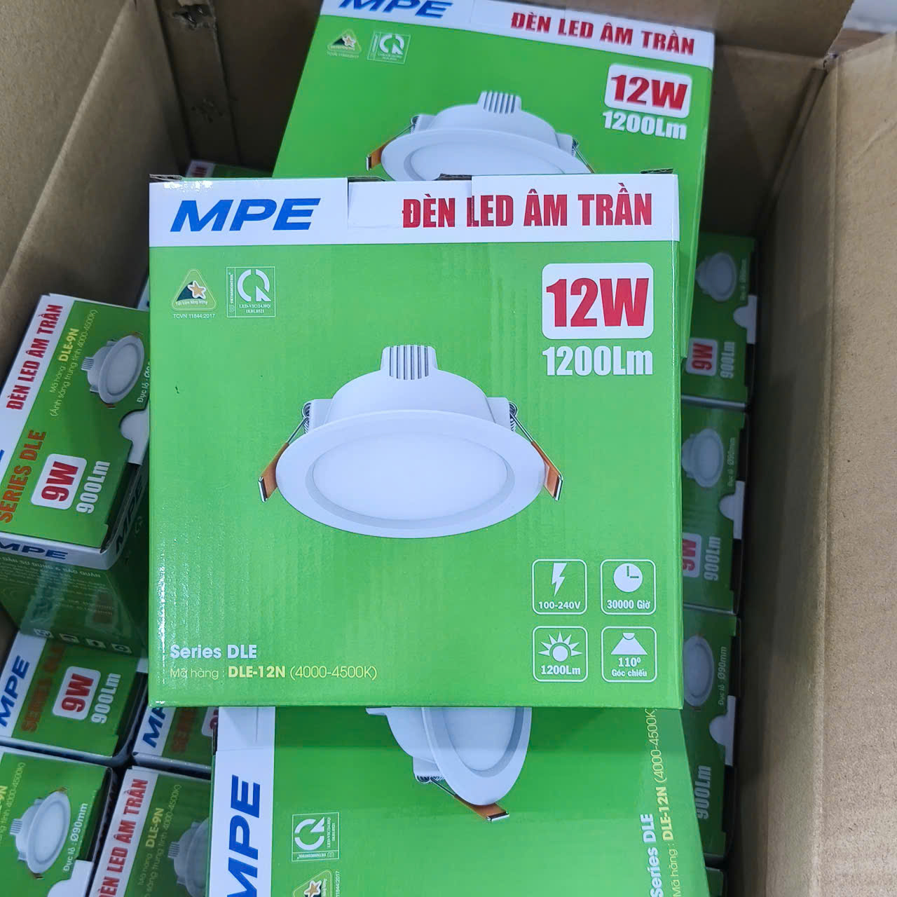 Đèn LED Downlight âm trần nhựa MPE 12W ánh sáng trung tính DLE-12N