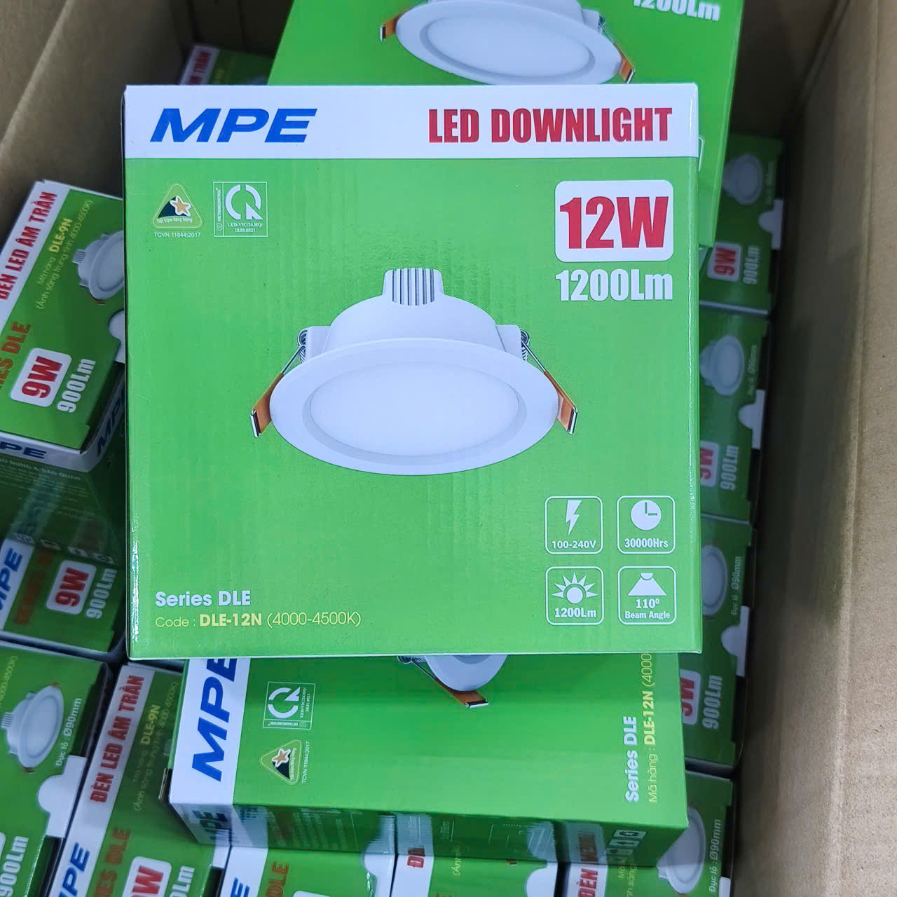 Đèn LED Downlight âm trần nhựa MPE 12W ánh sáng trung tính DLE-12N