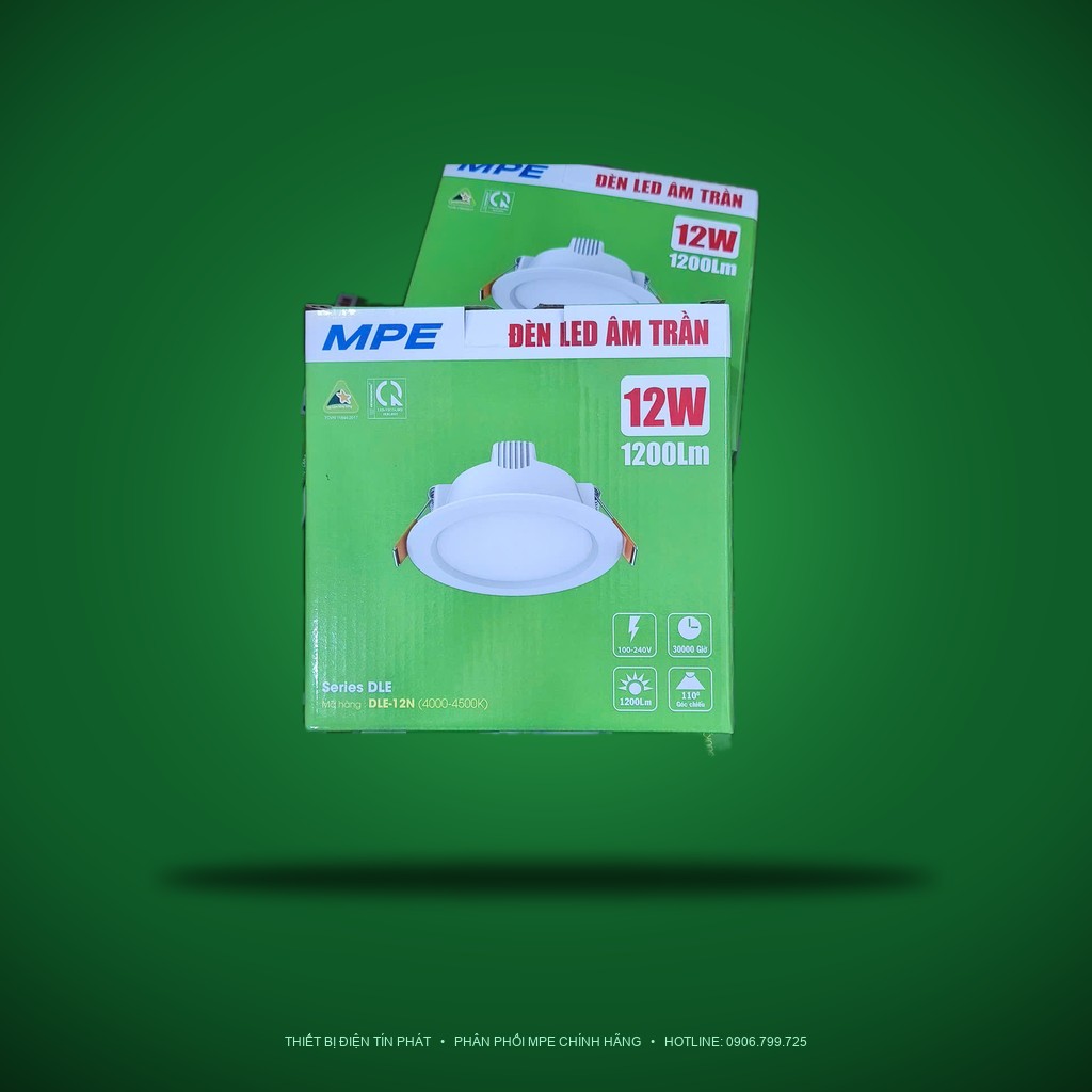 Đèn LED Downlight âm trần nhựa MPE 12W ánh sáng trung tính DLE-12N