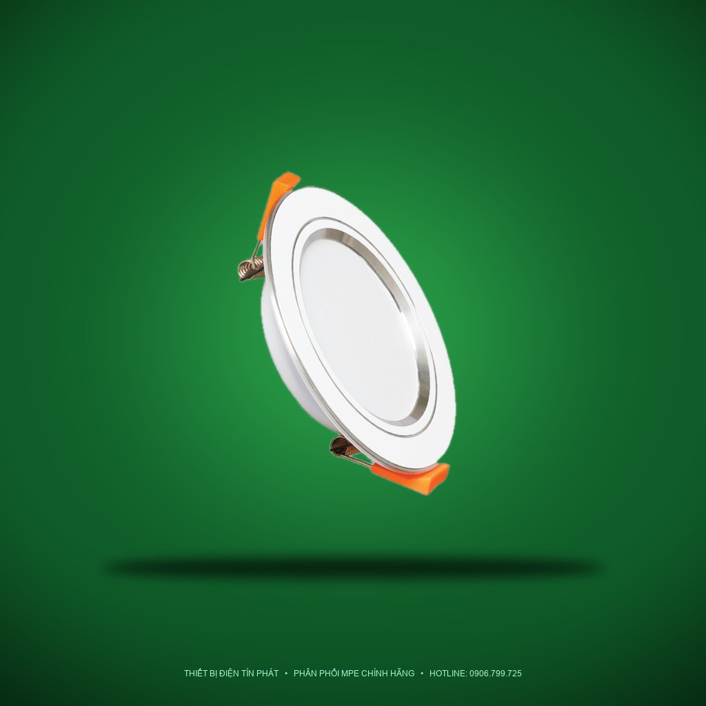 Đèn LED Downlight âm trần viền bạc MPE 7W ánh sáng vàng DLB-7V