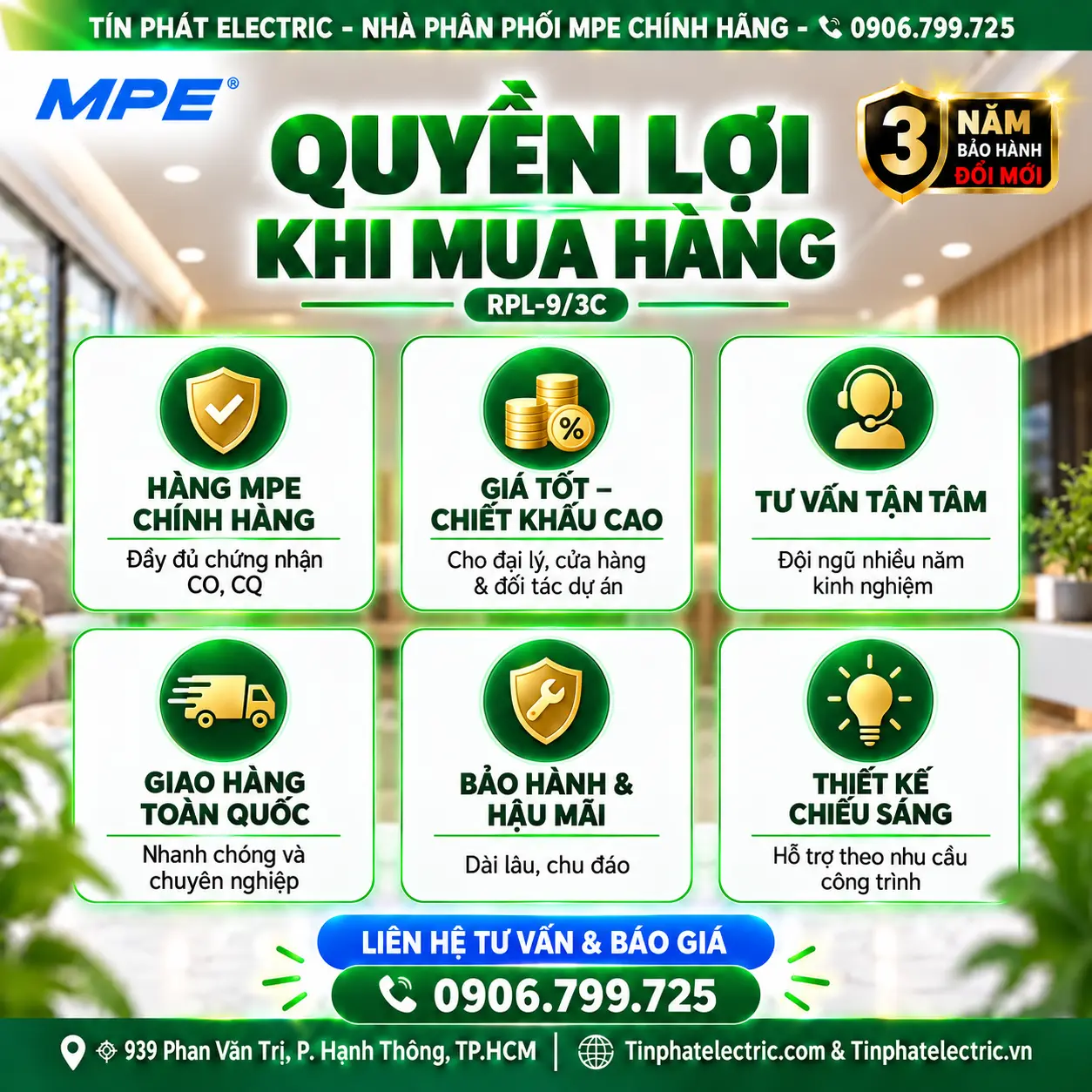 Đèn LED Panel Âm Trần Nhôm Mặt Tròn MPE RPL-9/3C 9W 3 chế độ màu