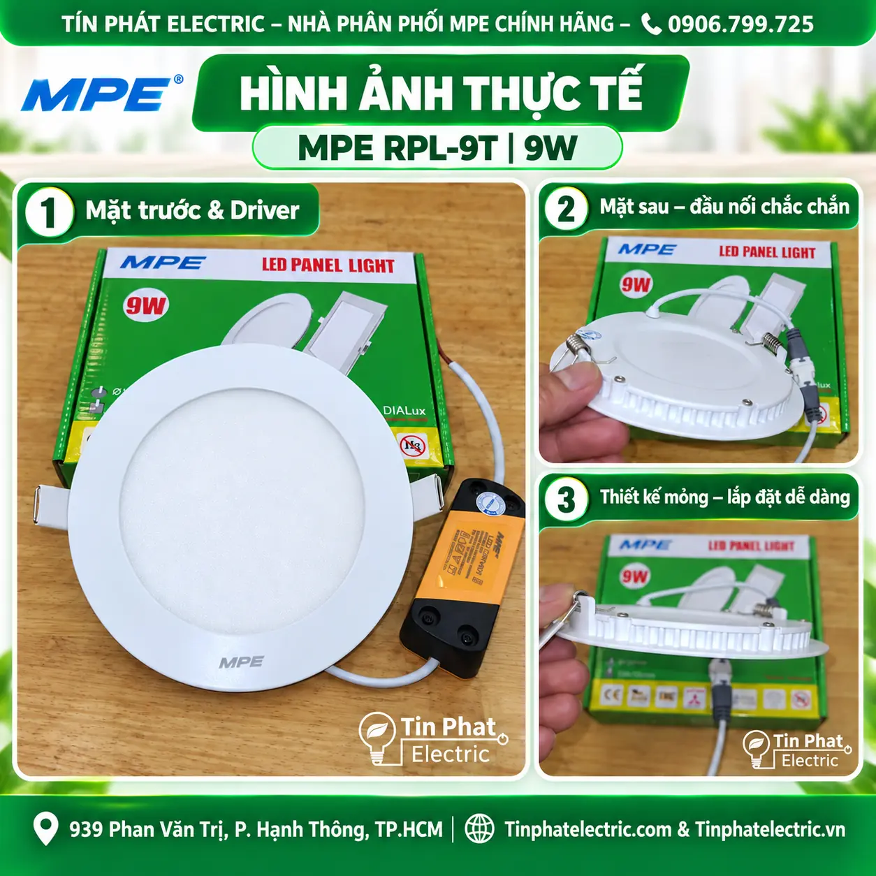 Đèn LED Panel Âm Trần Nhôm Mặt Tròn MPE RPL-9T 9W Ánh sáng trắng