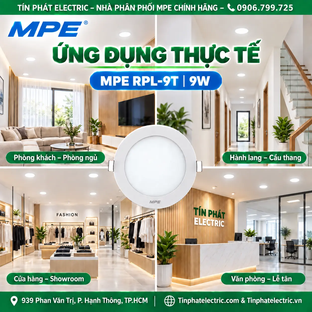 Đèn LED Panel Âm Trần Nhôm Mặt Tròn MPE RPL-9T 9W Ánh sáng trắng