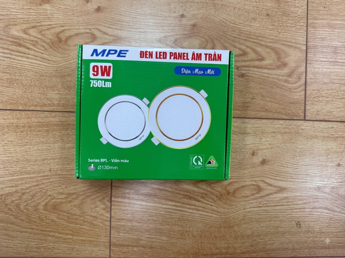 Đèn LED Panel Âm Trần Nhôm Viền Vàng Mặt Tròn MPE RPL-9T/G 9W Ánh Sáng Trắng