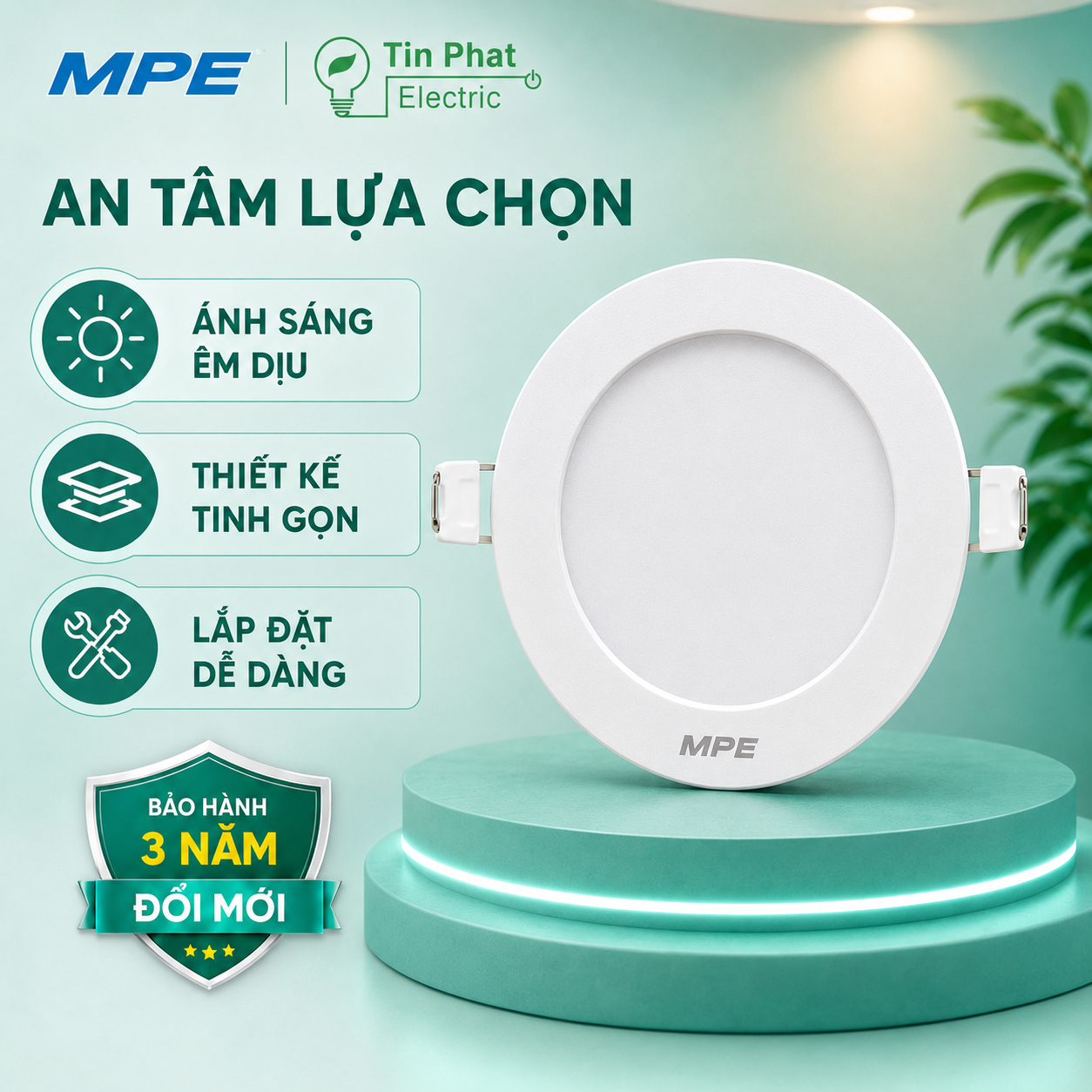 Đèn LED Panel âm trần nhựa mặt tròn MPE RPL2-6/3C 6W 3 chế độ màu