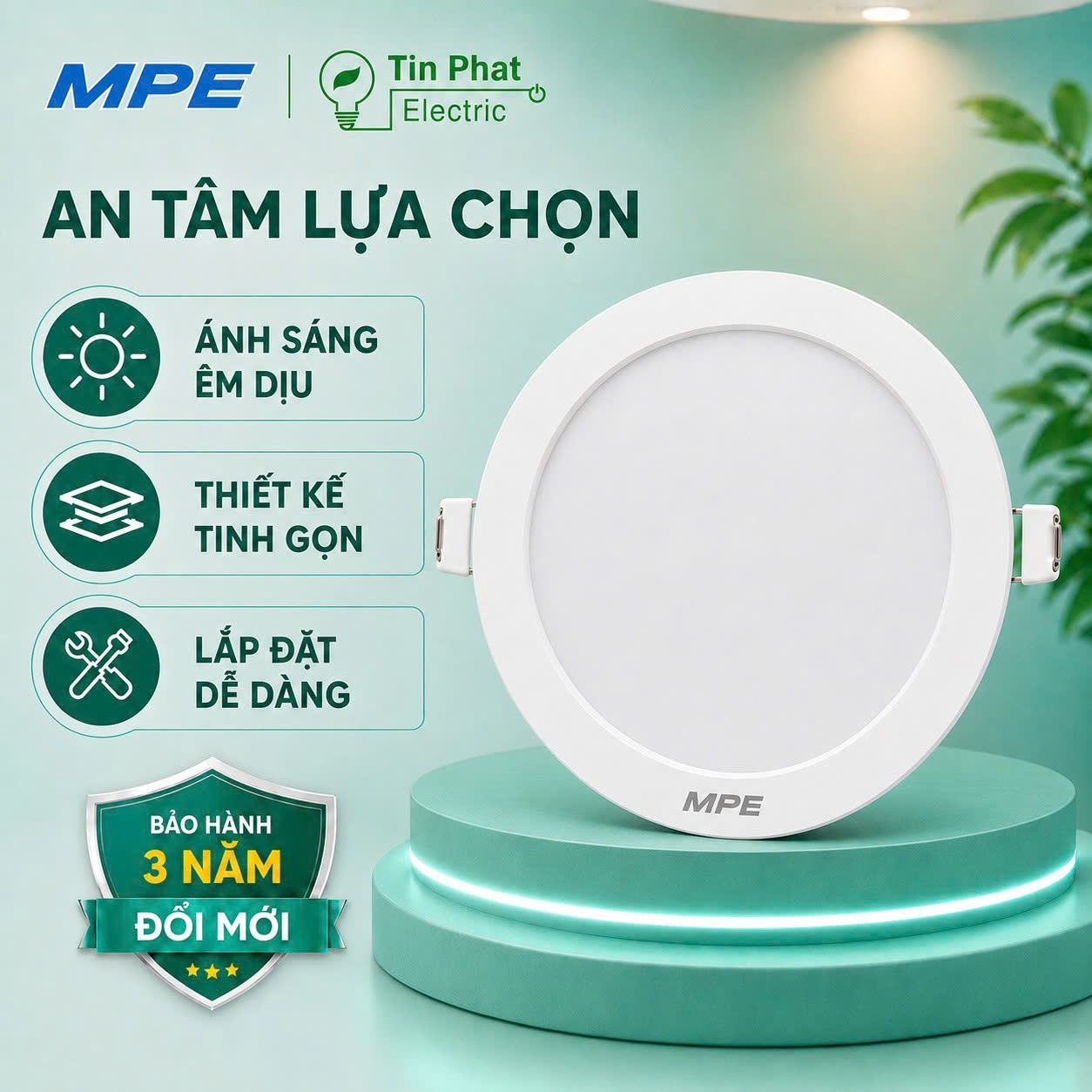 Đèn LED Panel âm trần nhựa mặt tròn MPE RPL2-18/3C 18W 3 chế độ màu