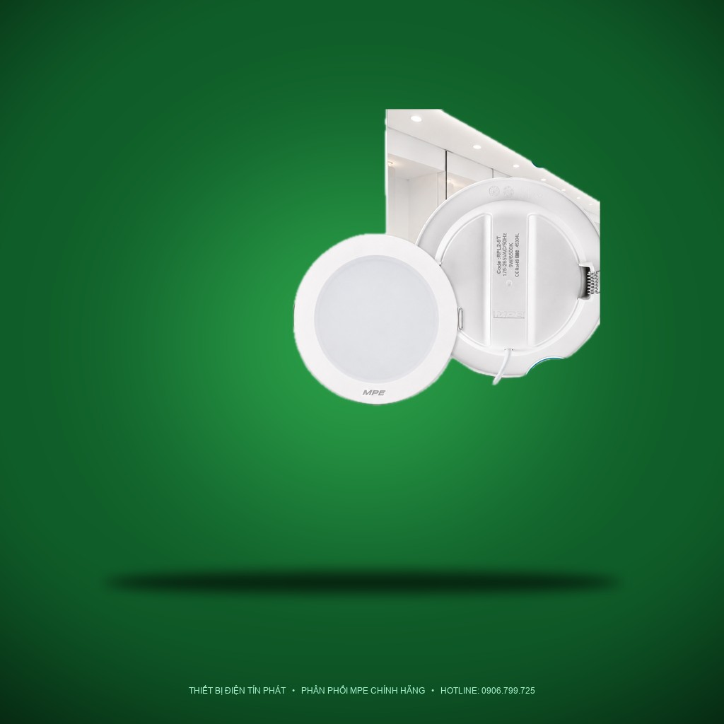 Đèn LED Panel âm trần nhựa mặt tròn MPE RPL2-9T 9W Ánh sáng trắng