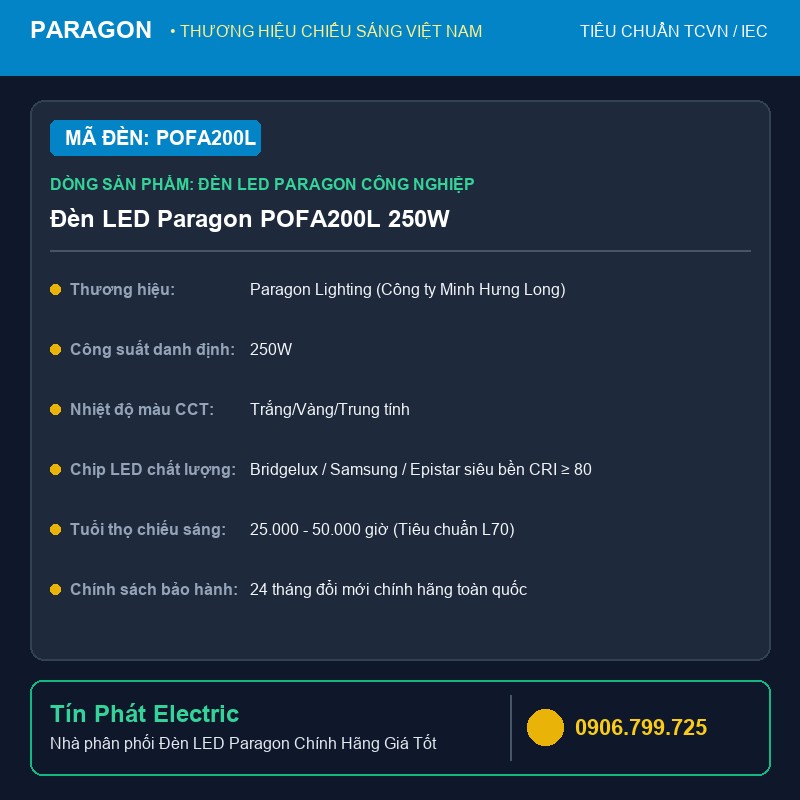 Đèn LED Paragon POFA200L 250W