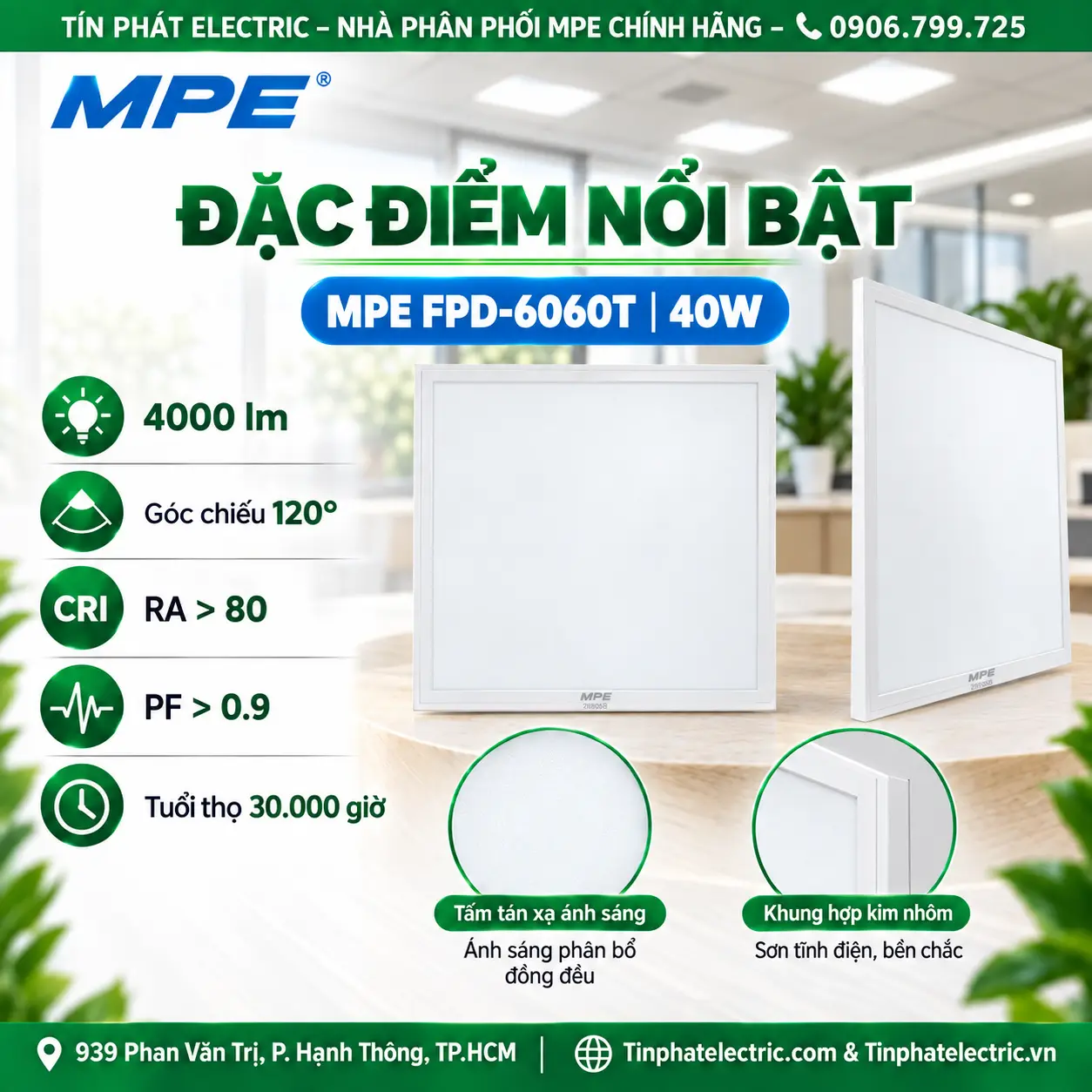 Đèn LED panel 40W, 600x600x35mm AST
