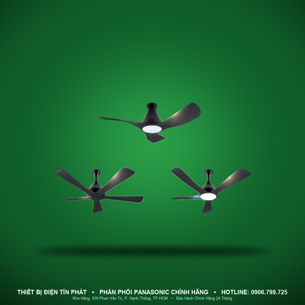 F-48DGL - F-48DGL – Quạt trần DC 3 cánh kết nối Wi-Fi, 50W, 120cm, màu đen, ty 27.8cm, điều khiển ứng dụng Panasonic / remote – Panasonic
