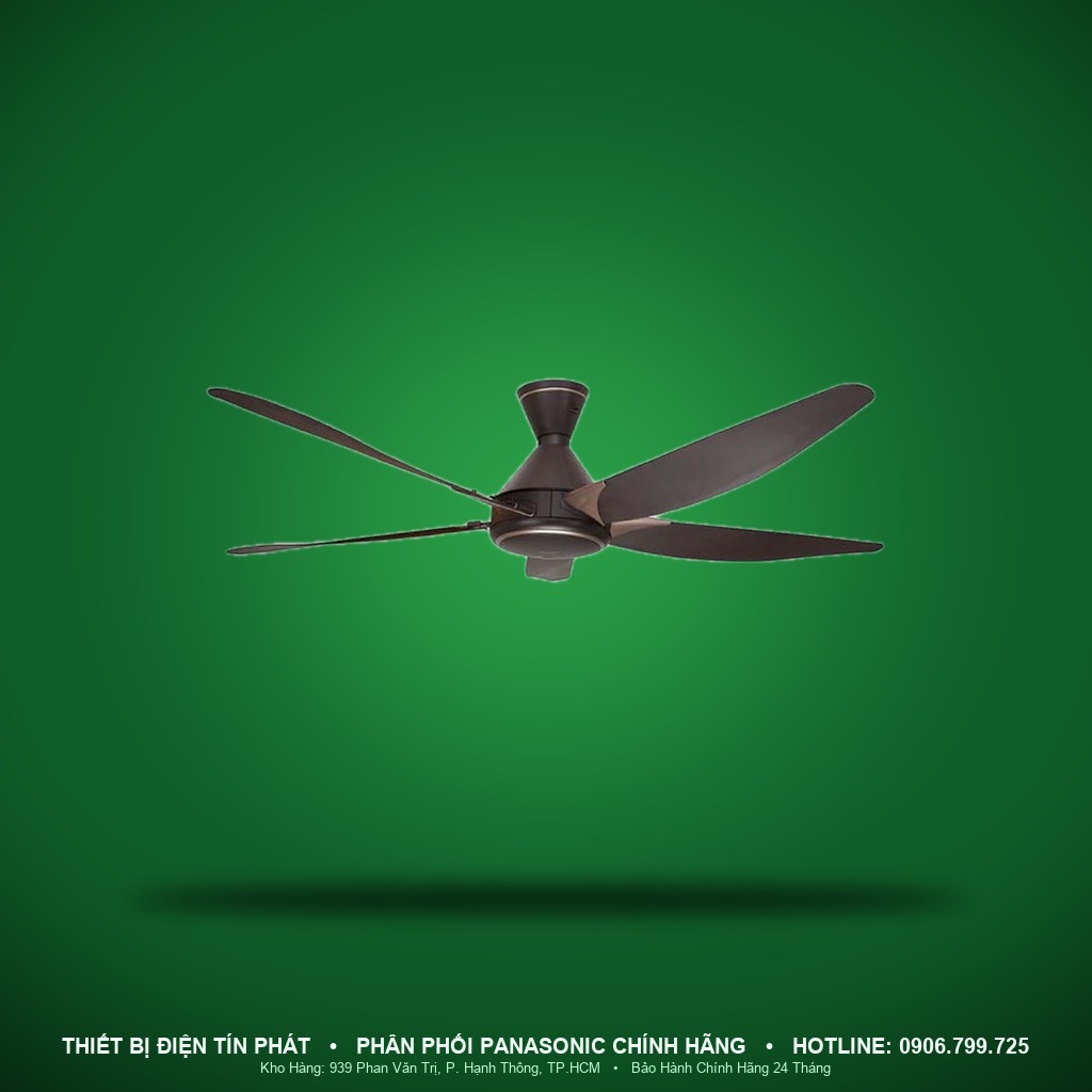 F-60GDS-BS - F-60GDS-BS – Quạt trần DC 3 cánh, 40W, 150cm, màu nâu, ty 21.2cm, điều khiển remote màn hình LCD – Panasonic