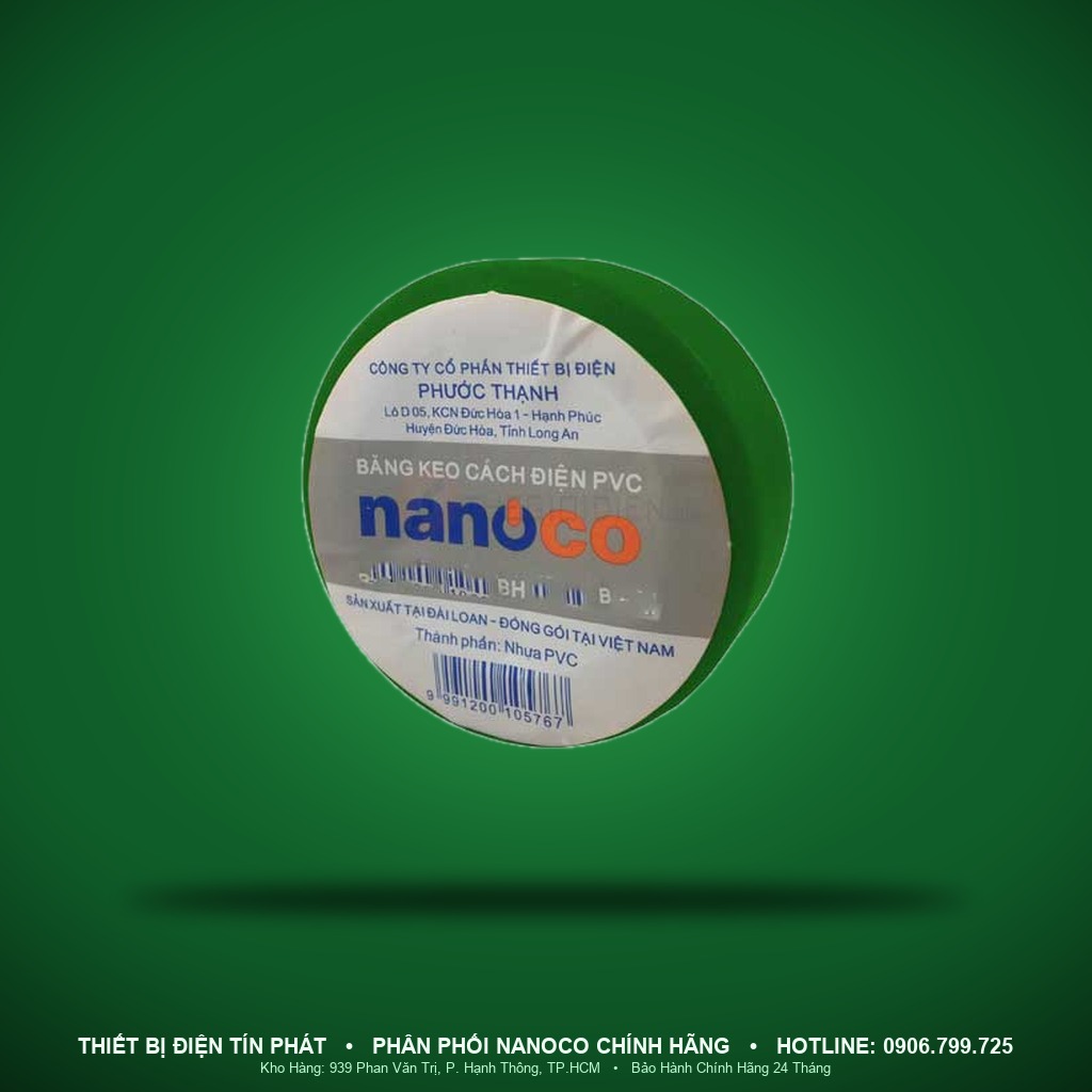 FKPC20/G - FKPC20/G- Băng keo cách điện PVC màu xanh lá, 20YDS - Nanoco