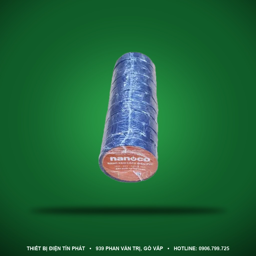FKPT20/B - FKPT20/B- Băng keo cách điện PVC màu xanh dương, 20YDS - Nanoco