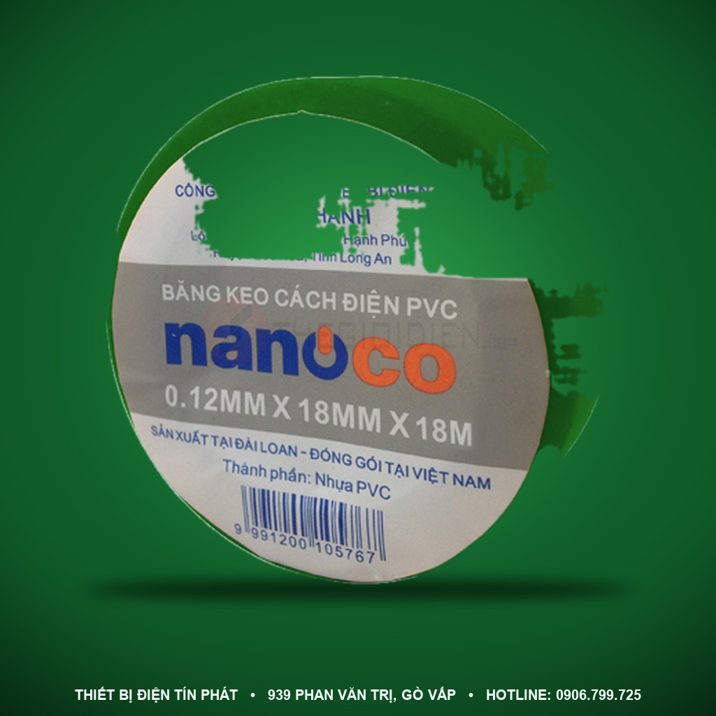 FKPT20/G - FKPT20/G- Băng keo cách điện PVC màu xanh lá, 20YDS - Nanoco