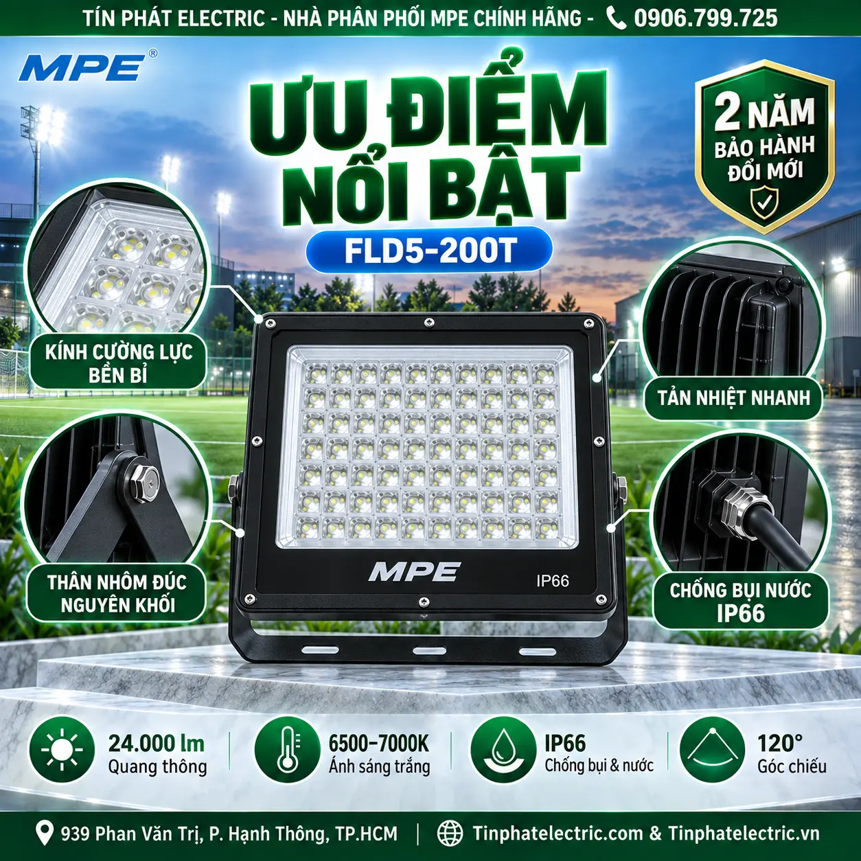 FLD5-200T (Đèn led pha 200W trắng)