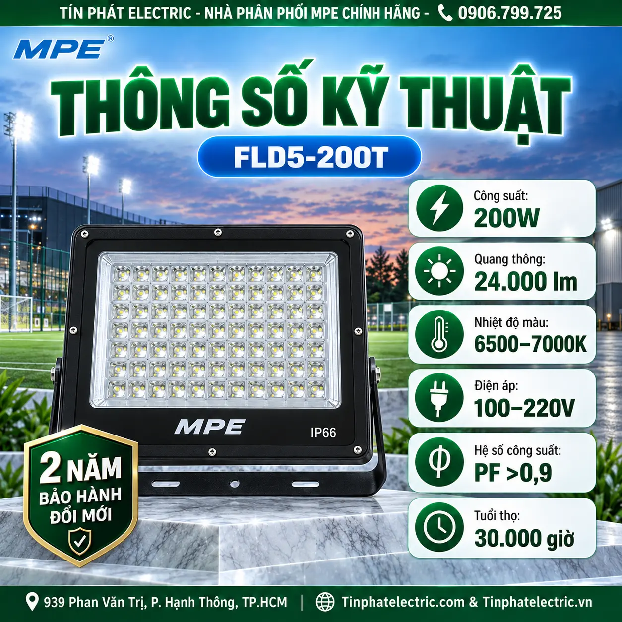 FLD5-200T (Đèn led pha 200W trắng)