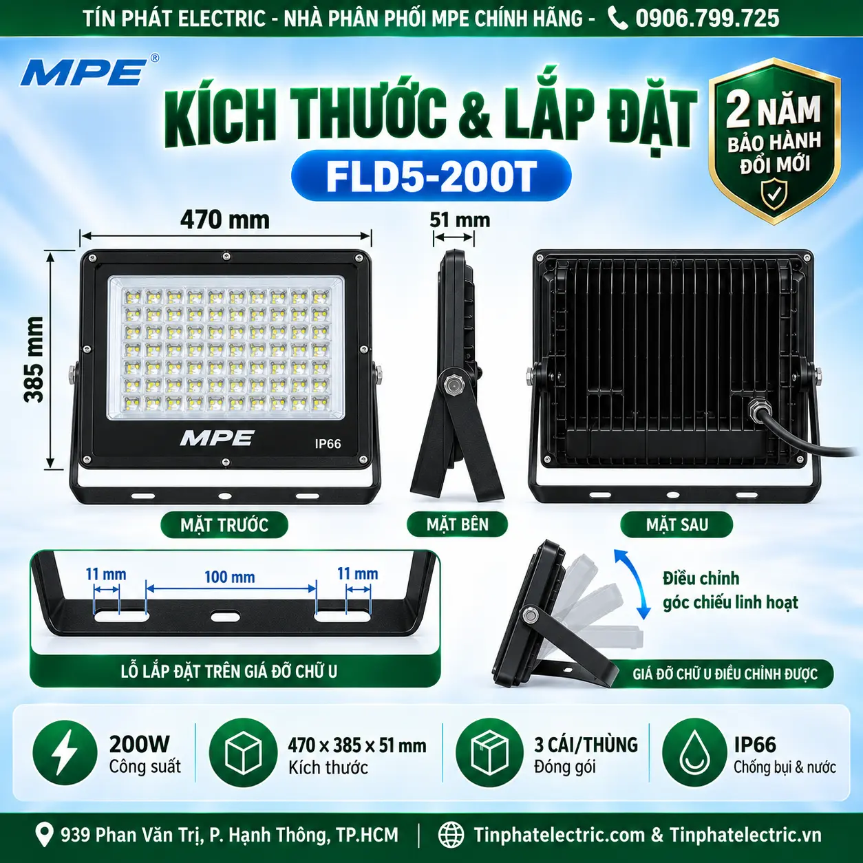 FLD5-200T (Đèn led pha 200W trắng)