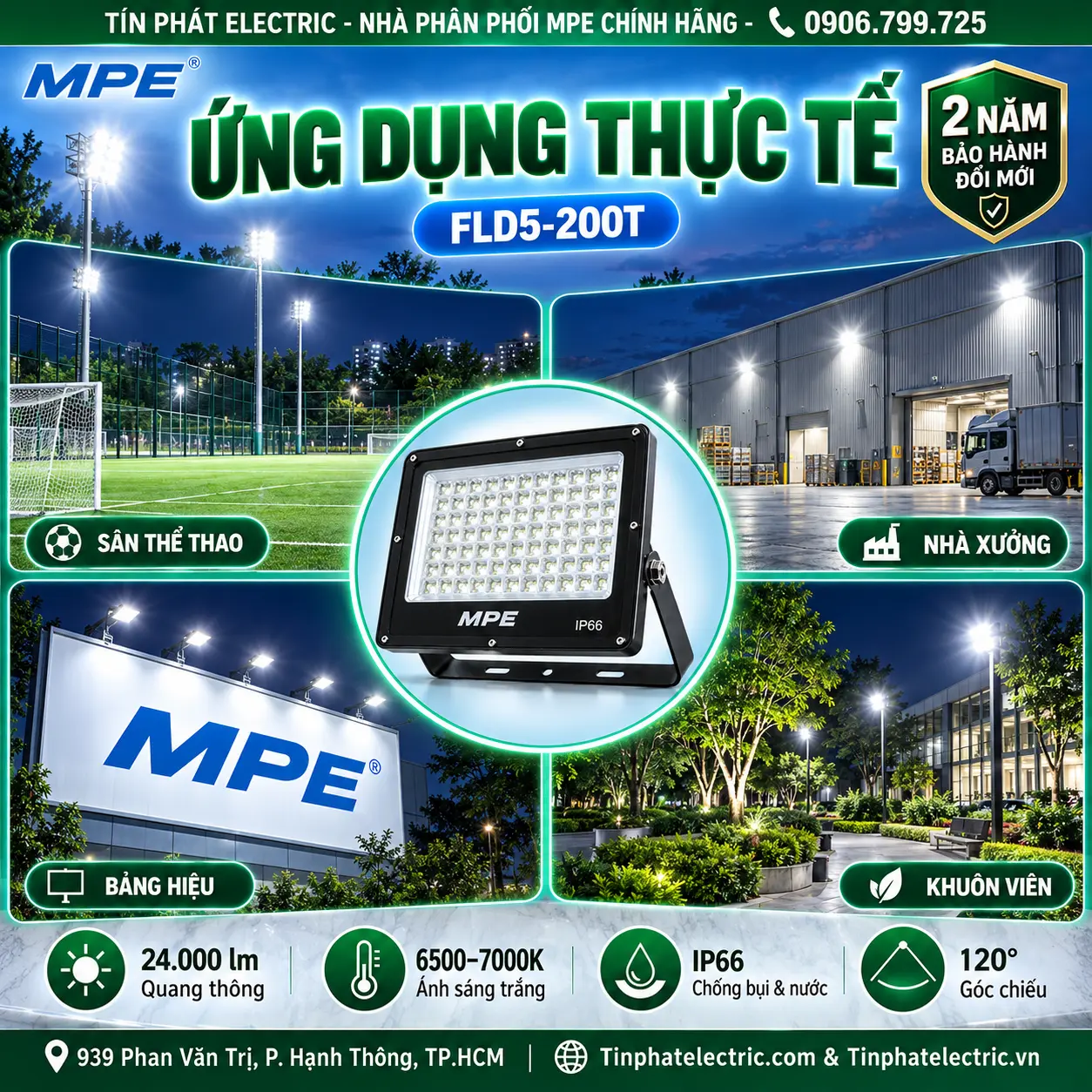 FLD5-200T (Đèn led pha 200W trắng)