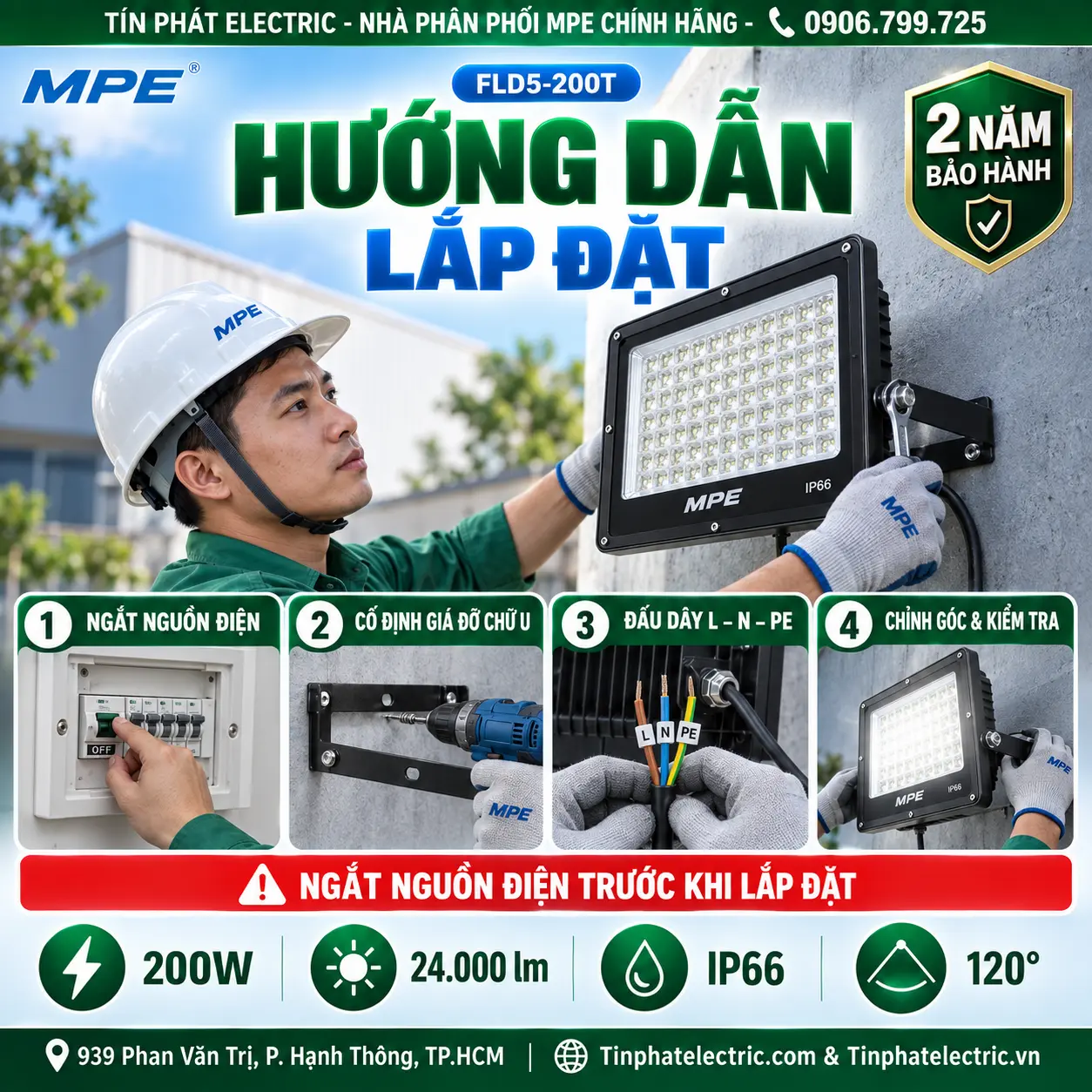 FLD5-200T (Đèn led pha 200W trắng)