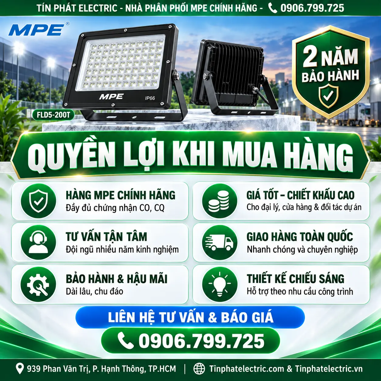 FLD5-200T (Đèn led pha 200W trắng)