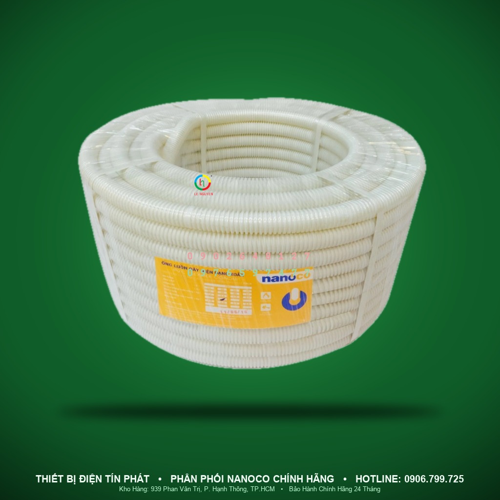 FRG16W - FRG16W- Ống ruột gà PVC Ø16 màu trắng, cuộn 50m - Nanoco
