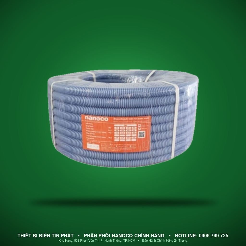 FRG20G - FRG20G- Ống ruột gà PVC Ø20 màu xanh, cuộn 50m - Nanoco
