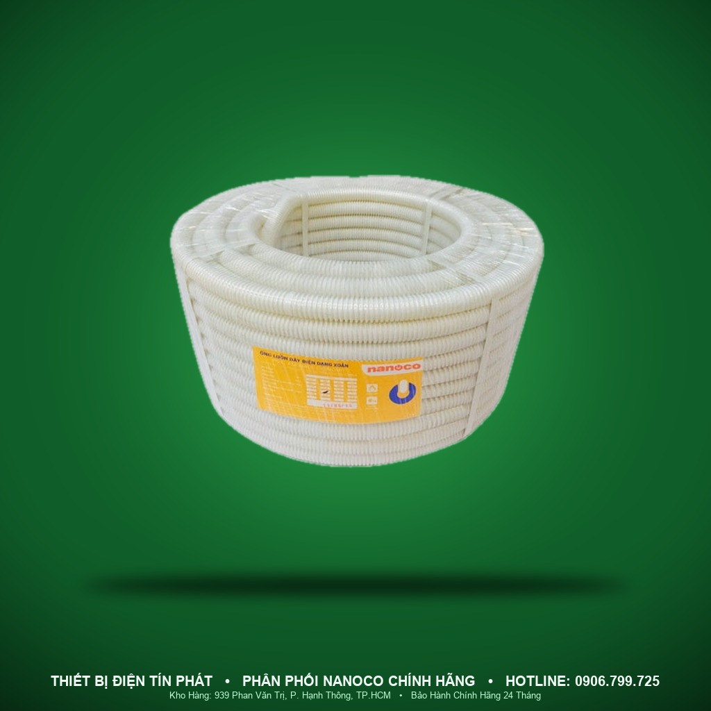 FRG20WM - FRG20WM- Ống ruột gà PVC Ø20 màu trắng, cuộn 50m - Nanoco