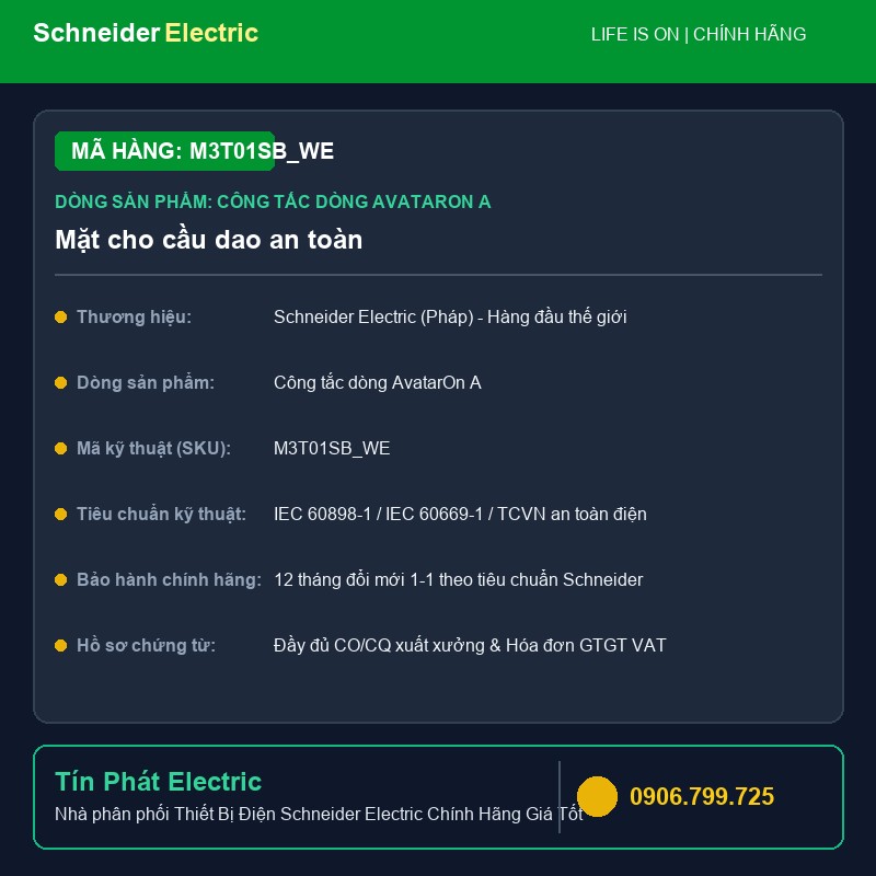 M3T01SB_WE - Thiết Bị Điện Schneider M3T01SB_WE - Mặt cho cầu dao an toàn