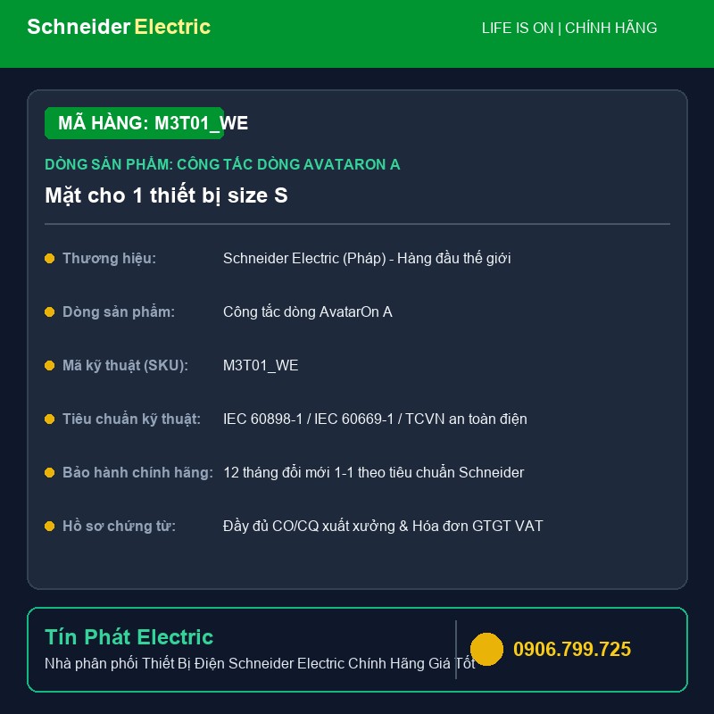 M3T01_WE - Thiết Bị Điện Schneider M3T01_WE - Mặt cho 1 thiết bị size S