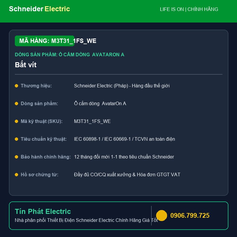 M3T31_1FS_WE - Thiết Bị Điện Schneider M3T31_1FS_WE - Bắt vít