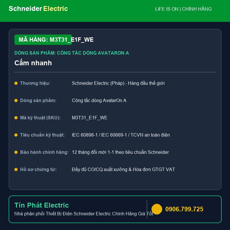 M3T31_E1F_WE - Thiết Bị Điện Schneider M3T31_E1F_WE - Cắm nhanh